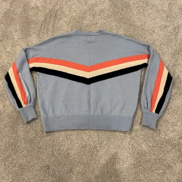 Spiritual Gangster Stripes Blue Block Party Sweater wool cashmere size XS EUC - Picture 5 of 11